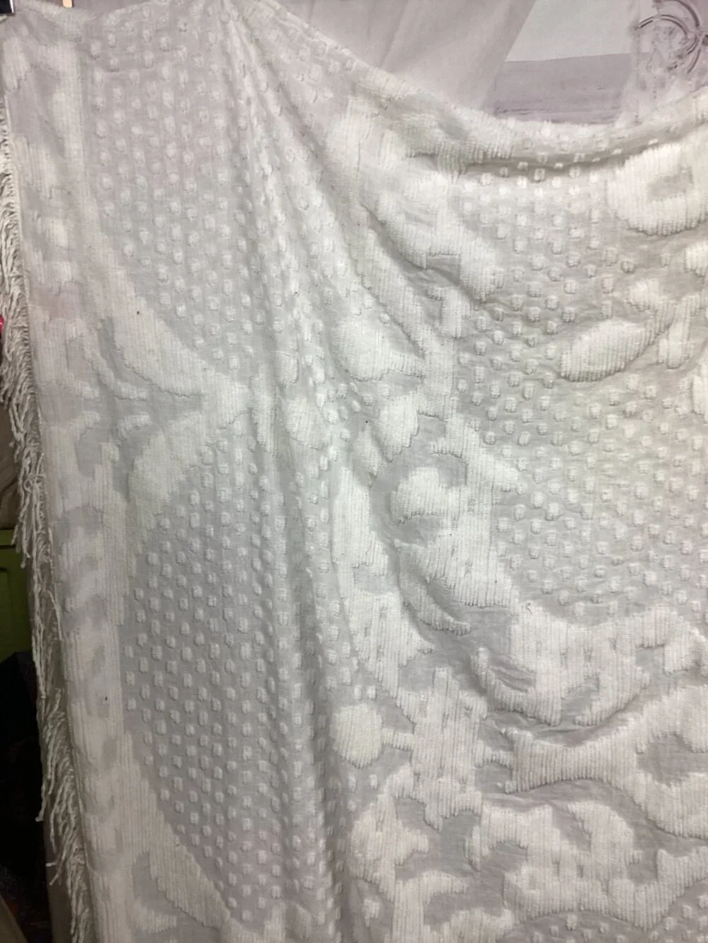 Vintage White Comforter Cover Swiss Dot Fringe